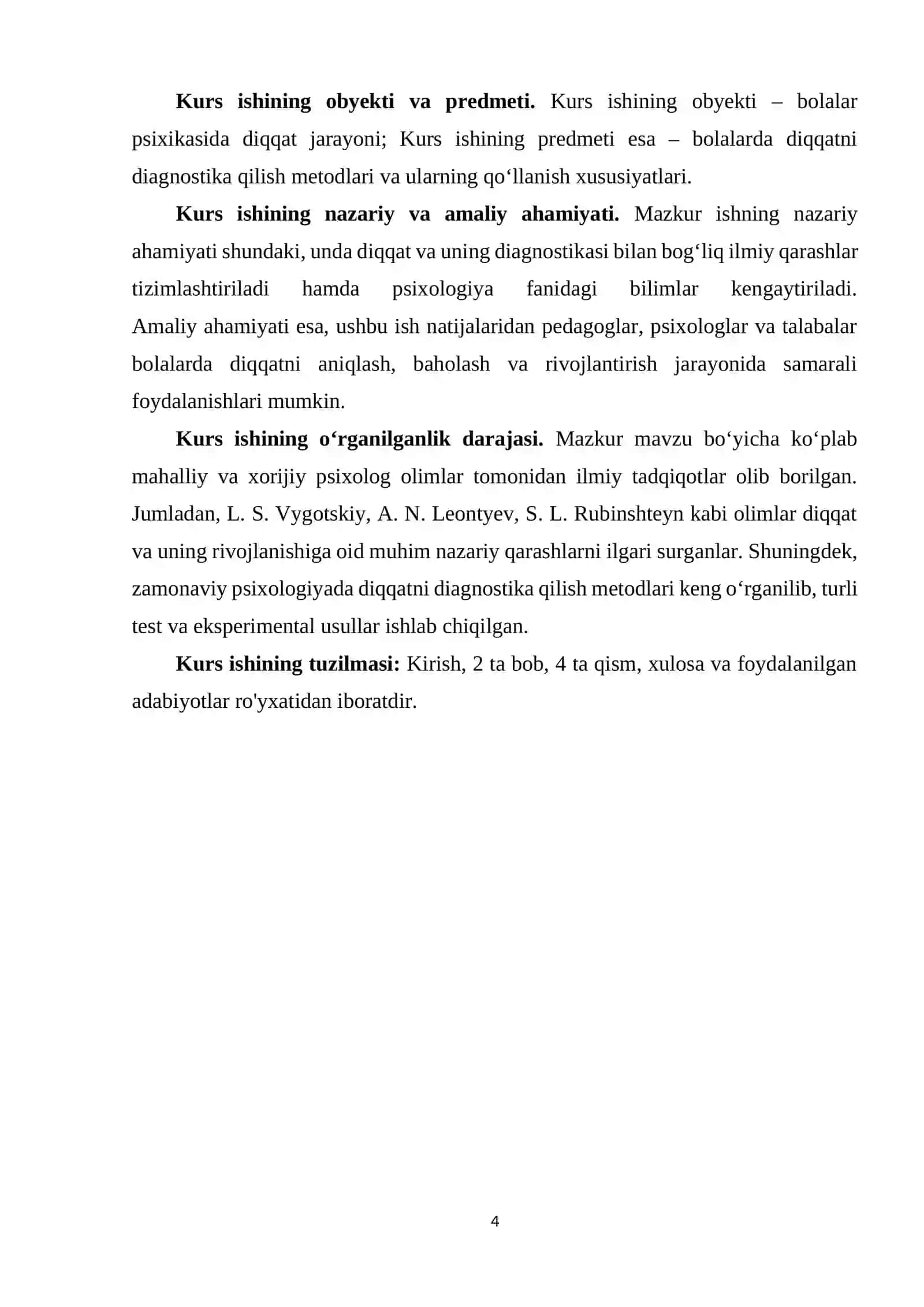 Diqqatni diagnostika qilish metodlari kurs ishi 4