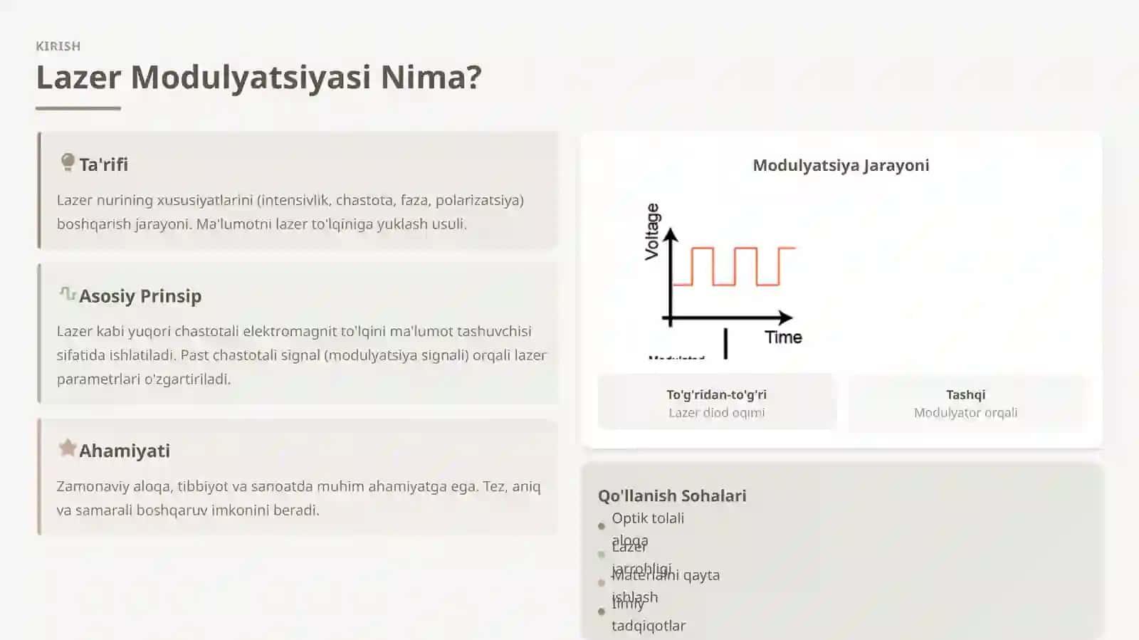 OPTOELEKTRONIKA Lazer Nurini Modulyatsiya Qilish 4