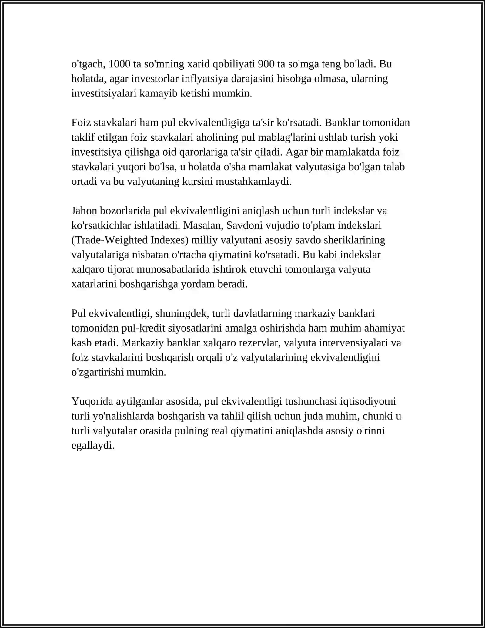 Pul Ekvivalentligi 4