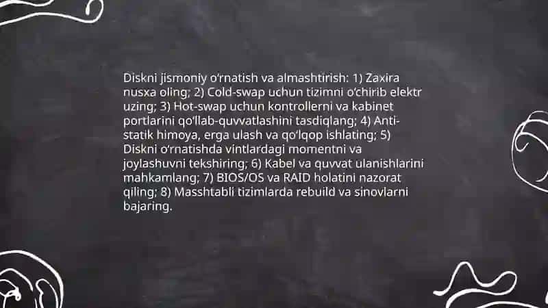 Disklar bilan ishlash, disk almashish va xatoliklarni bartaraf etish 4