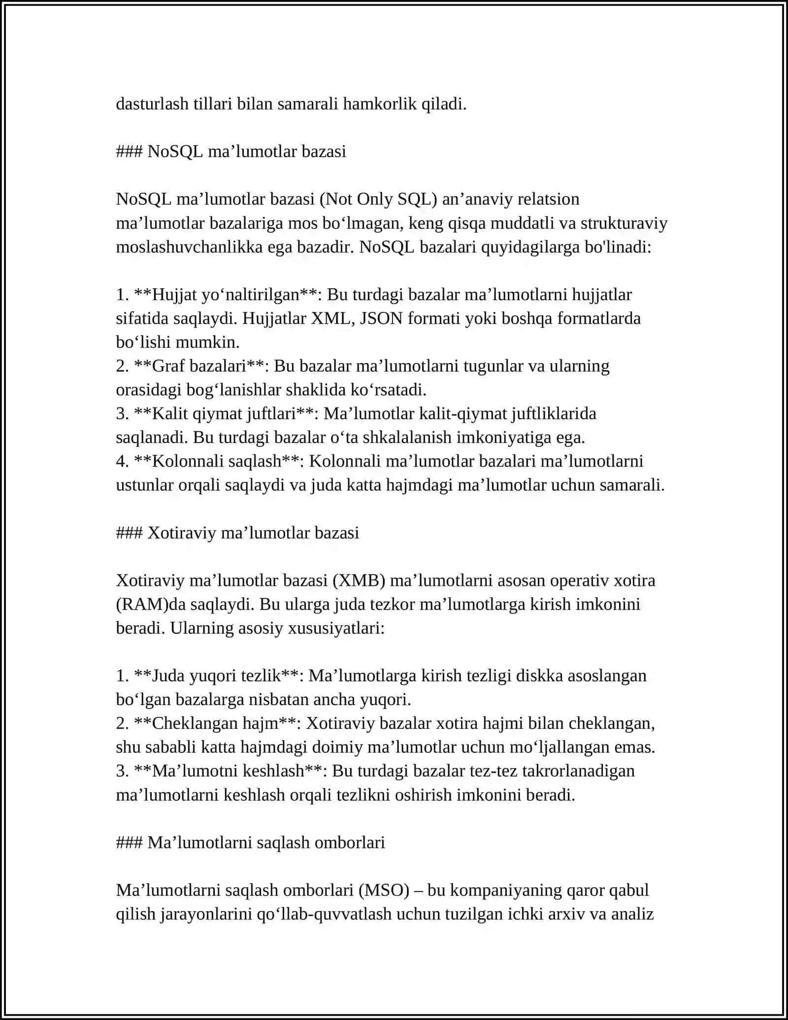 MAʼLUMOTLAR BAZASINI YARATISH VA ULARNI STATISTIK QAYTA ISHLASH 4