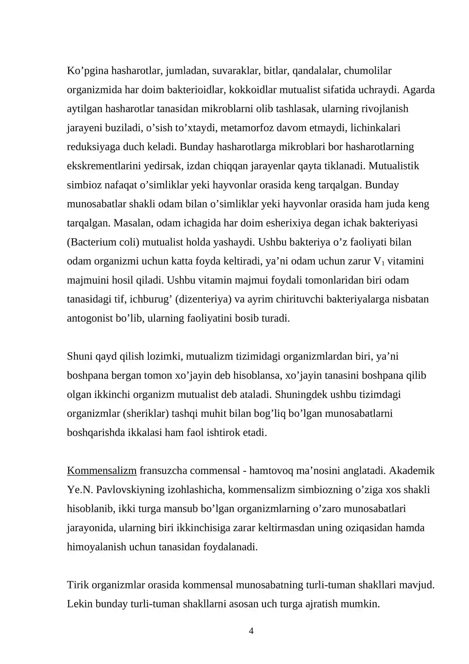 Organizmlar orasidagi munosabat turari 4