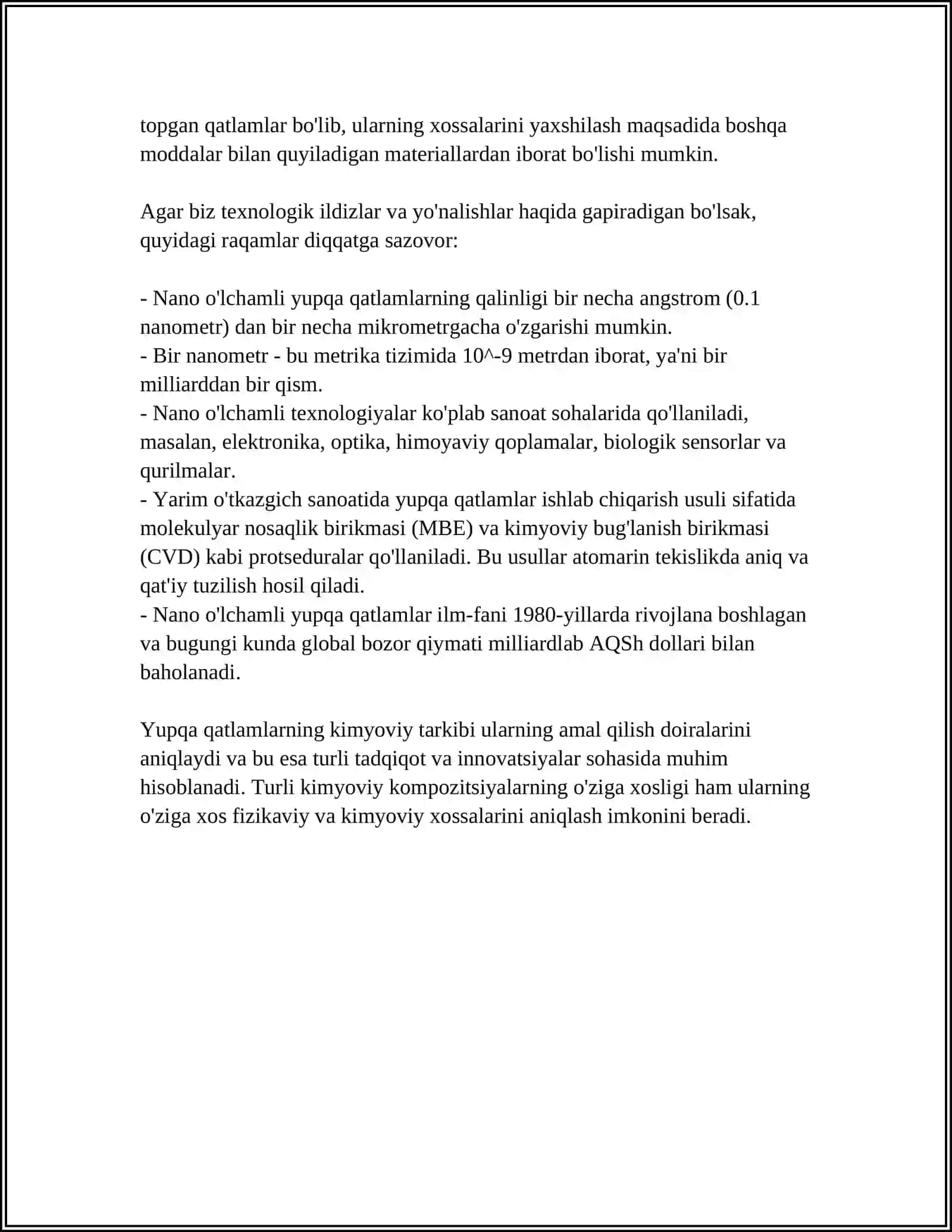 Nano O‘lchamli Yupqa Qatlam 4