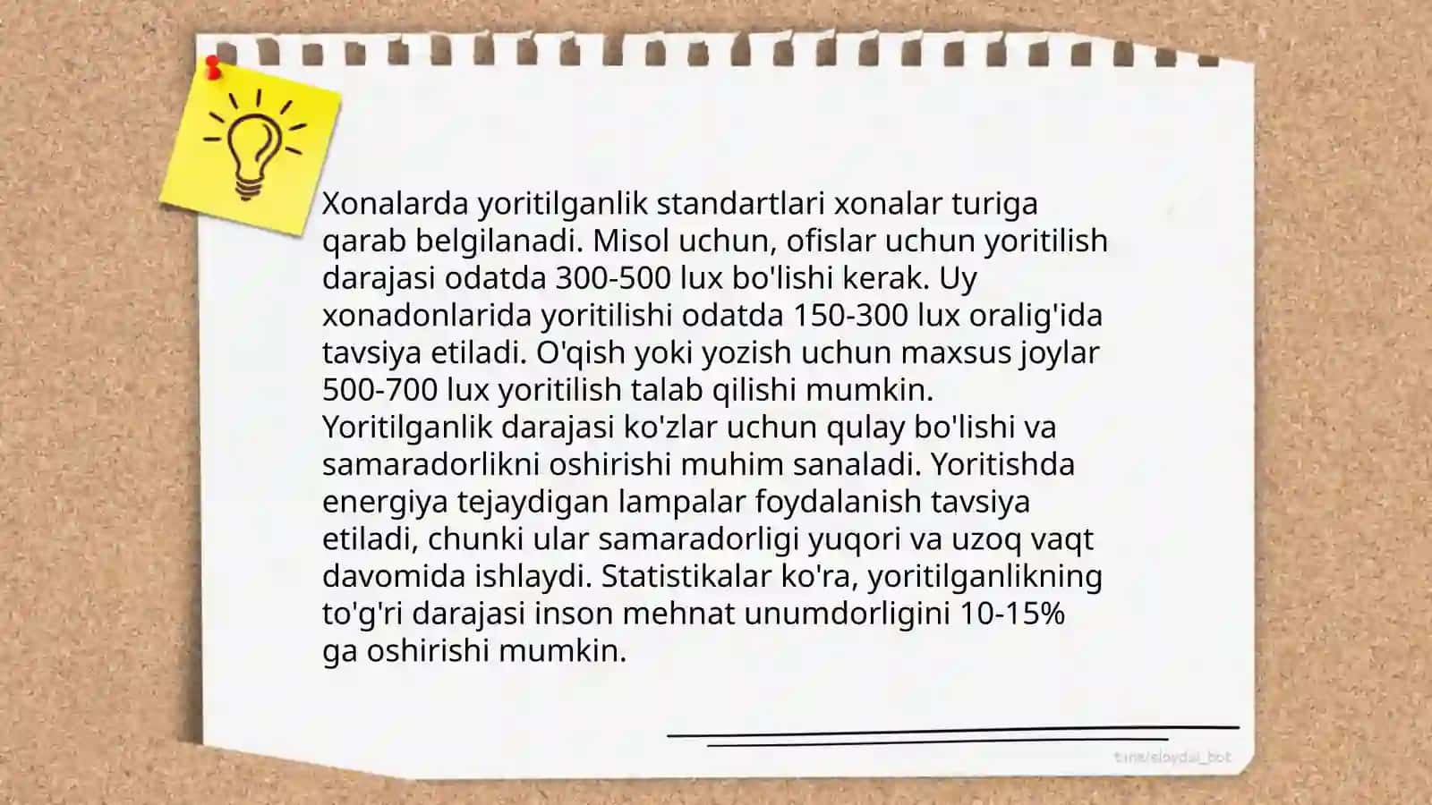 Xonalarda sunʼiy yoritilganlikni tekshirish 4