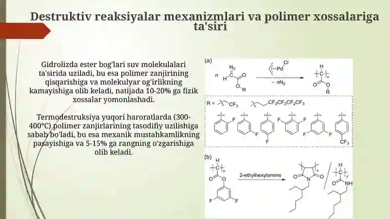 Polikondensatlanishdagi destruktiv reaksiyalar 4