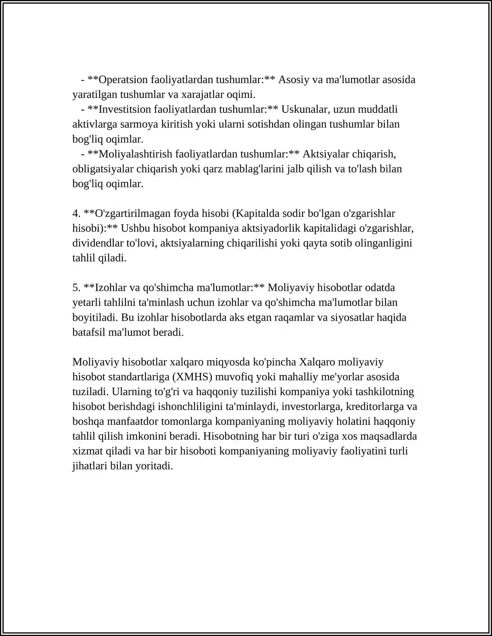Moliyaviy hisobotlar shakllari va ularning tavsifi 4