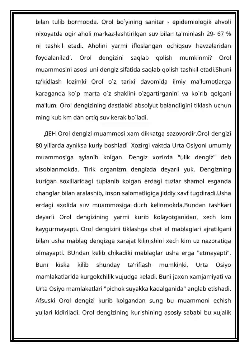 Orol dengizining ekologik ahvoli 4