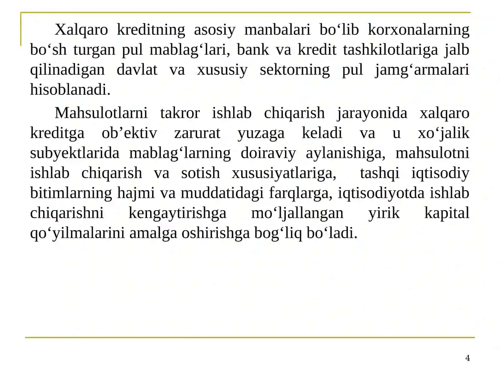 Xalqaro kredit munosabatlari 4