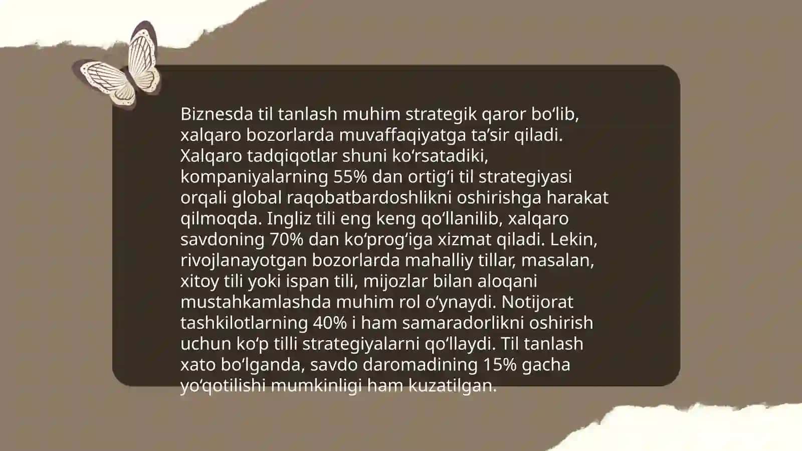 Hukumat va biznesda til siyosati: Rasmiy til va til õzgarishlari 4