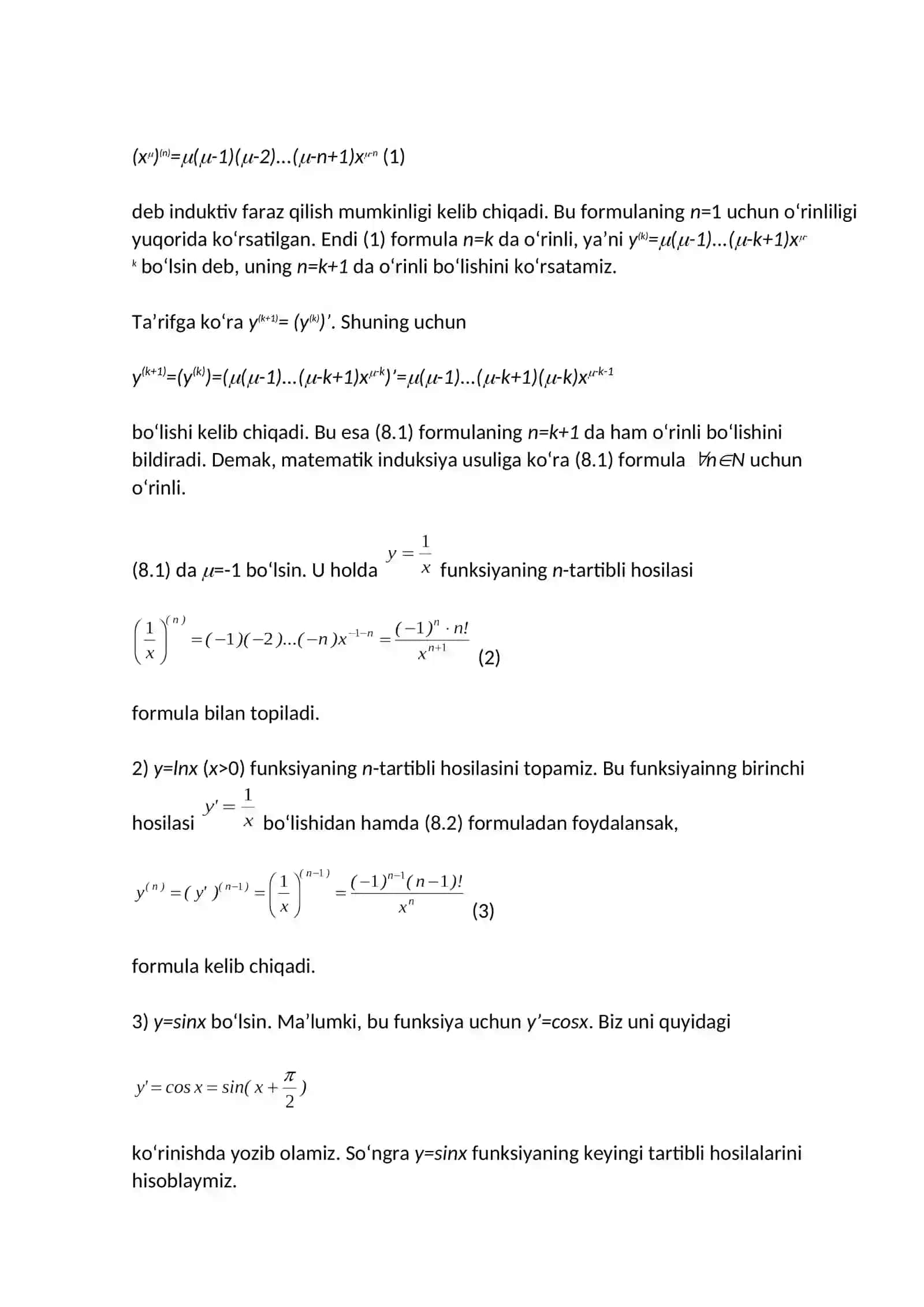 Mavzu: Matematik analiz 4