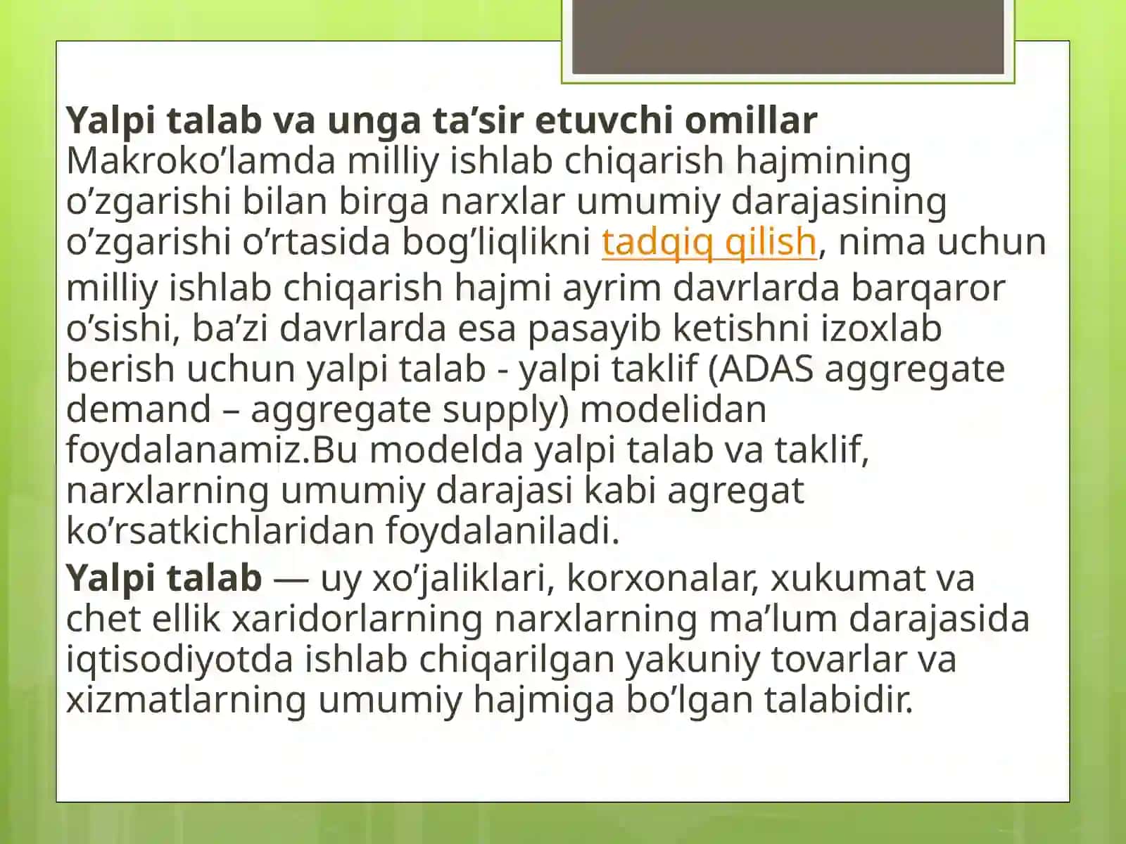 YALPI TALAB VA YALPI TAKLIF MODELI 4