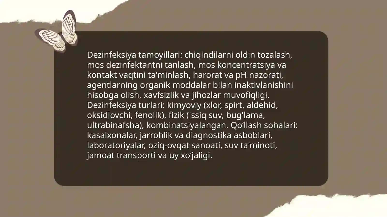 Infeksiya nazorati va infeksion xavfsizlik dizenfiksiya va sterillazatsiya 4
