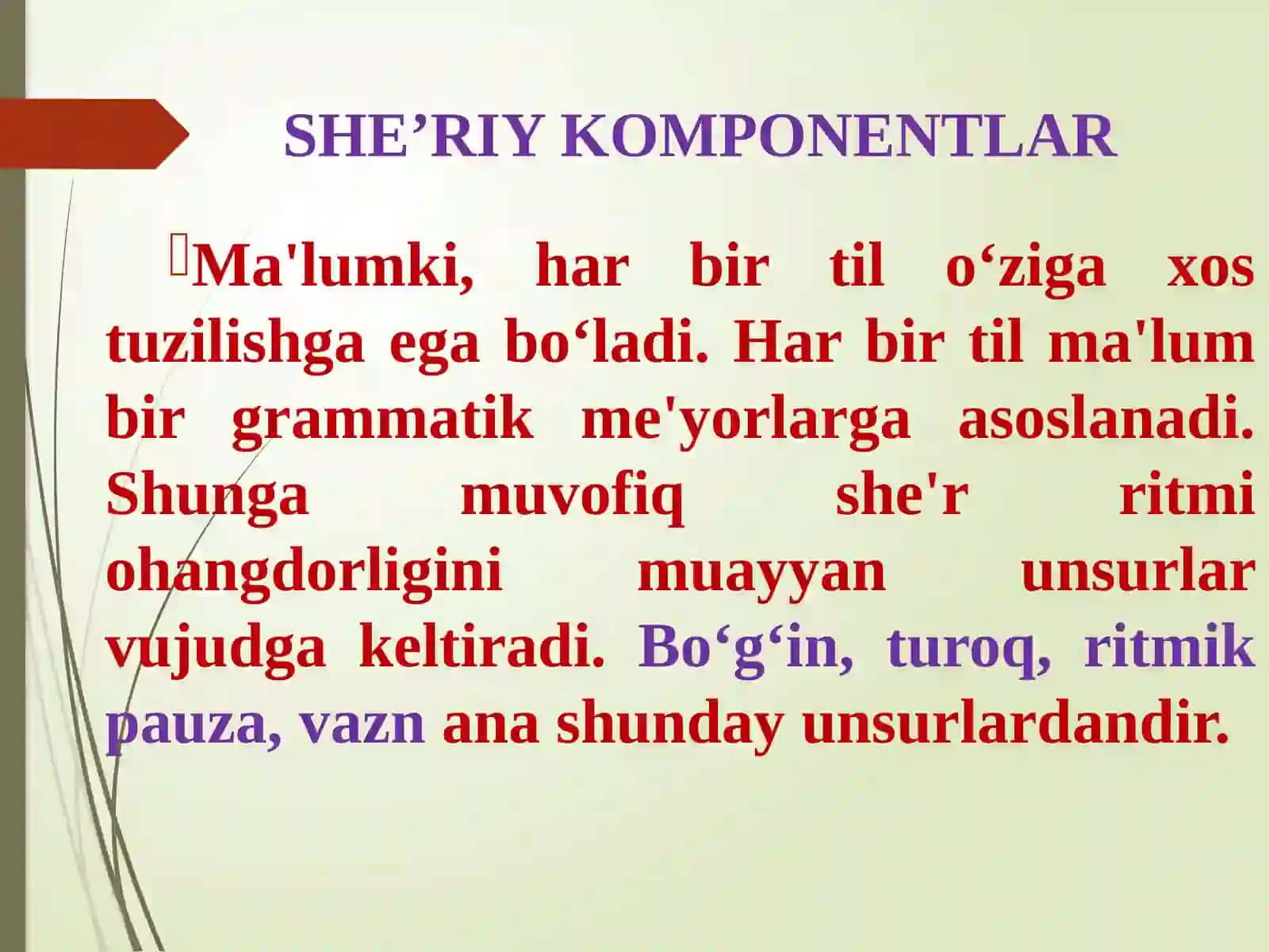 SHE’R TUZILISHI VA SHE’R TIZIMLARI 4