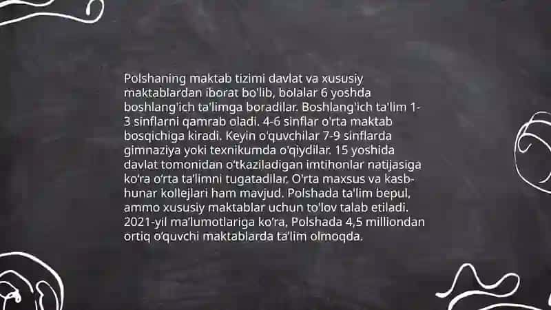 Polsha davlatining ta'lim sohalari 4