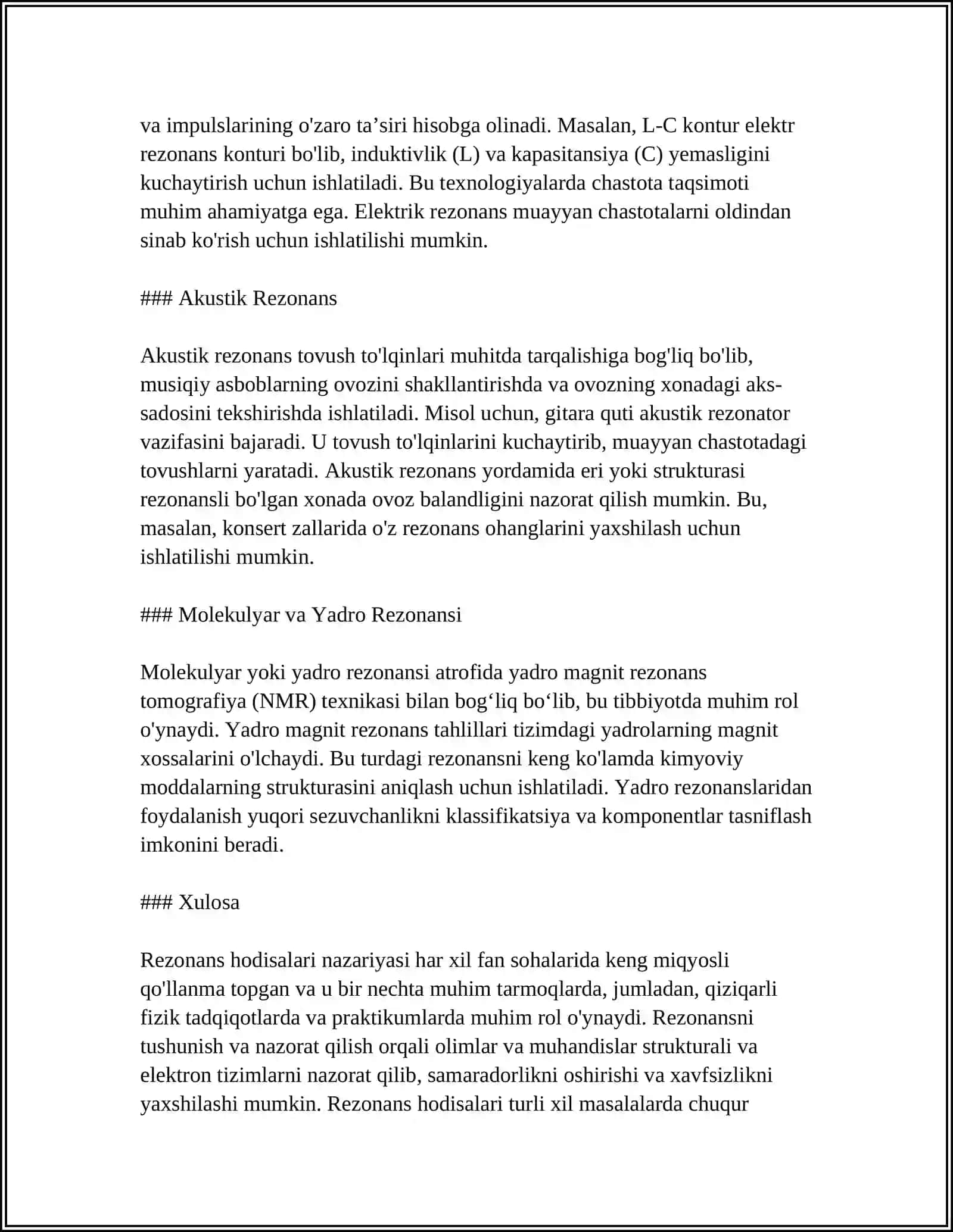 Kirish: Rezonans Hodisalari Nazariyasi 4