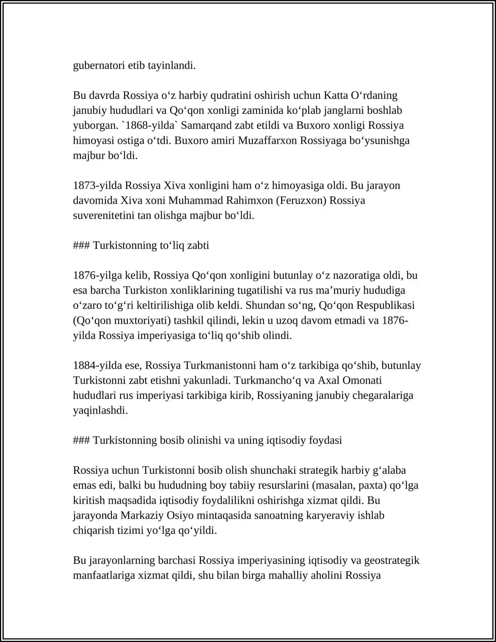 TURKISTON CHOR RASSIYASI TOMONIDAN BOSIB OLINISHI 4