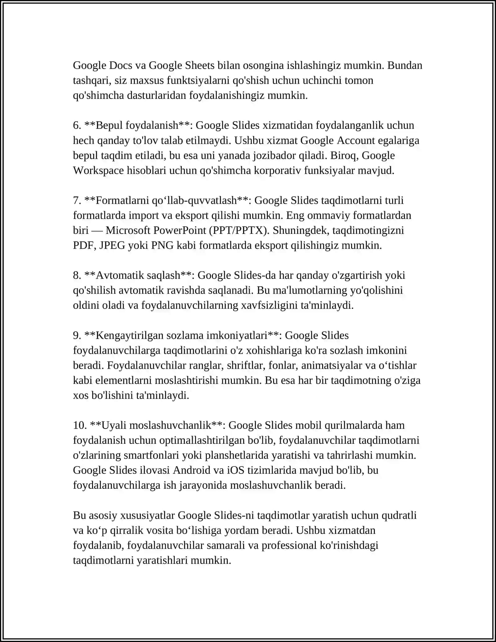 GOOGLE - TAQDIMOT YARATISH TEXNOLOGIYALARI 4