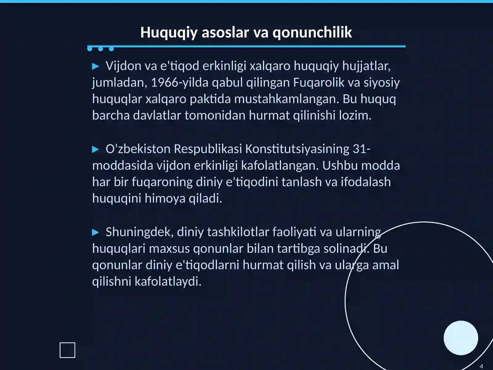 Vijdon va e'tiqod erkinligining tarifi 4
