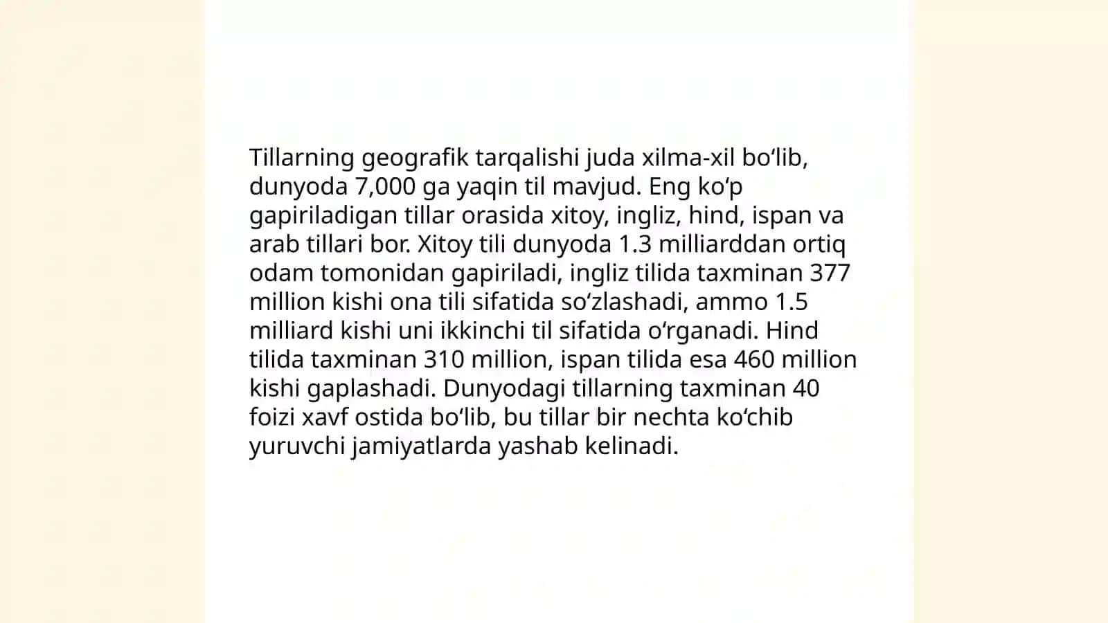 Dunyo tillari xaritasi bilan ishlash 4