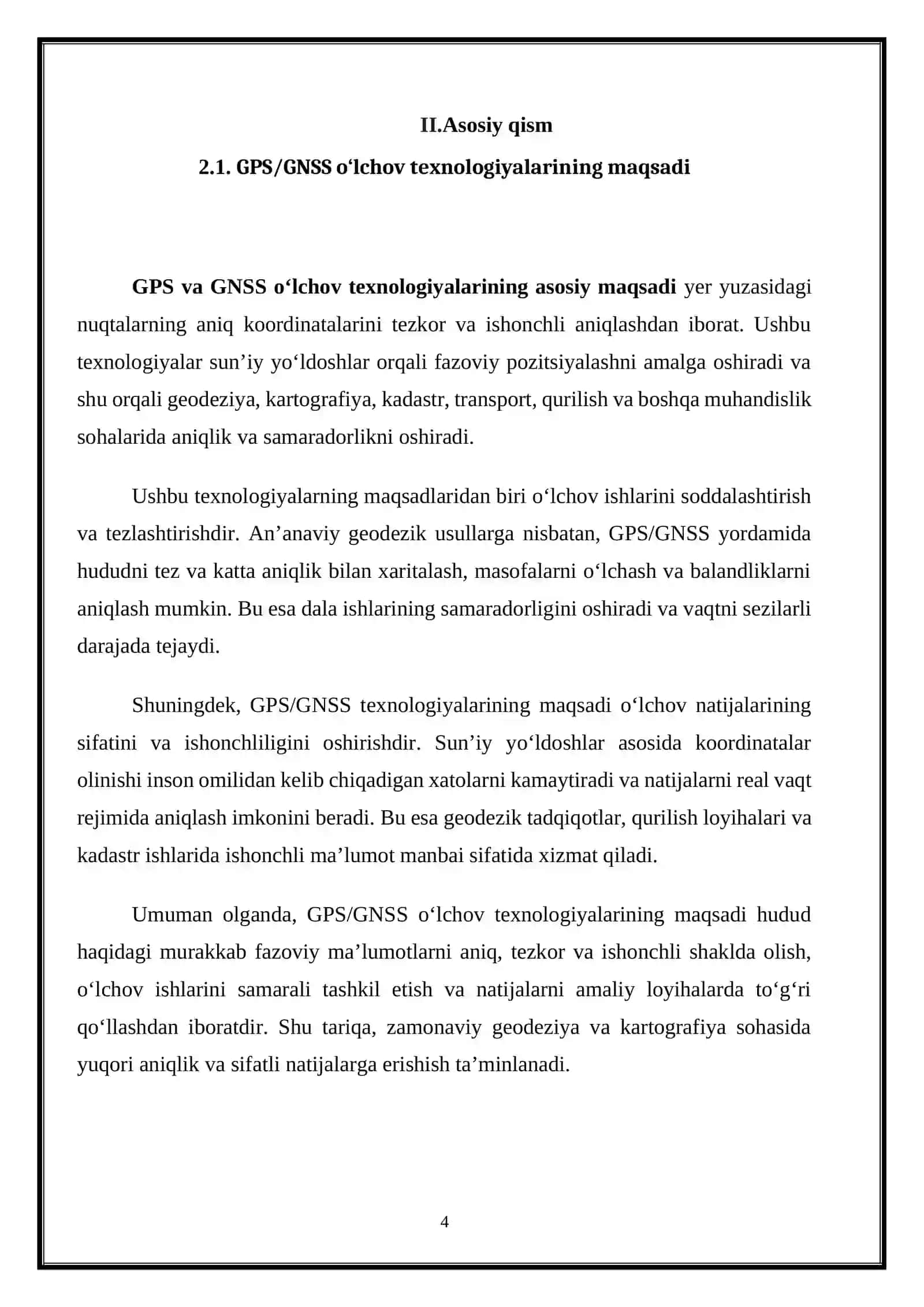 GPS-GNSS o’lchov texnologiyalari va ularning afzalliklari. 4