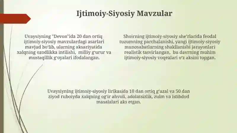 Uvaysiyning Hayoti va Ijodi 4