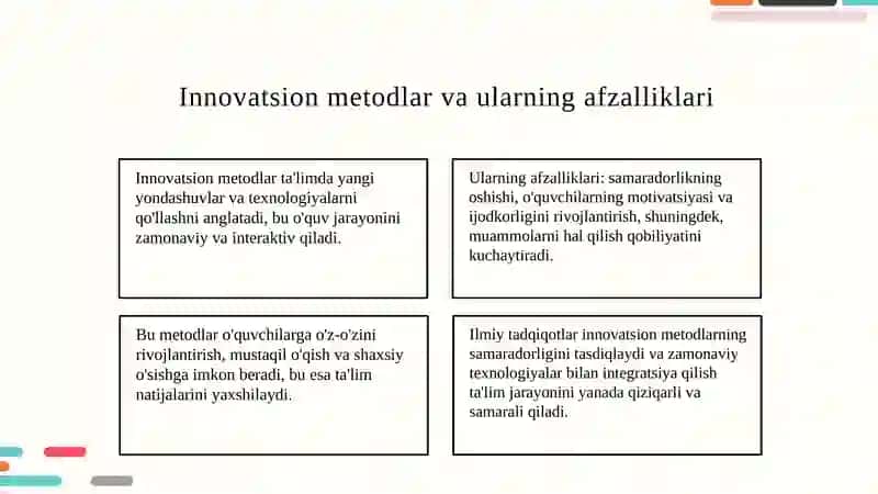 Talimni tashkilotishning noan'anaviy shakillari 4
