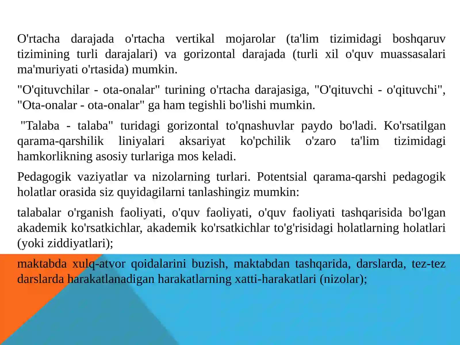 Pedagogik nizova uning sabablari hamda oldini olish usullari 4