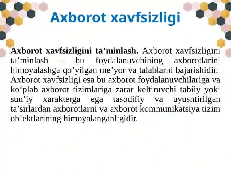 Axborot xavfsizligini ta’minlash usullari 4