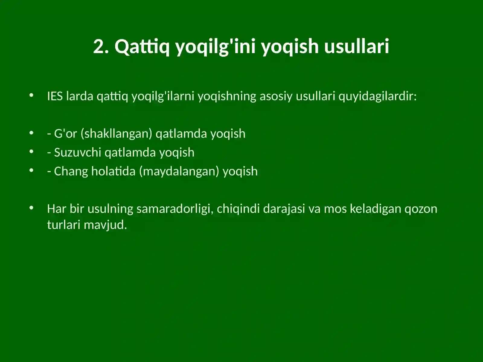 IES larda qattiq yoqilg'ini yoqish 4