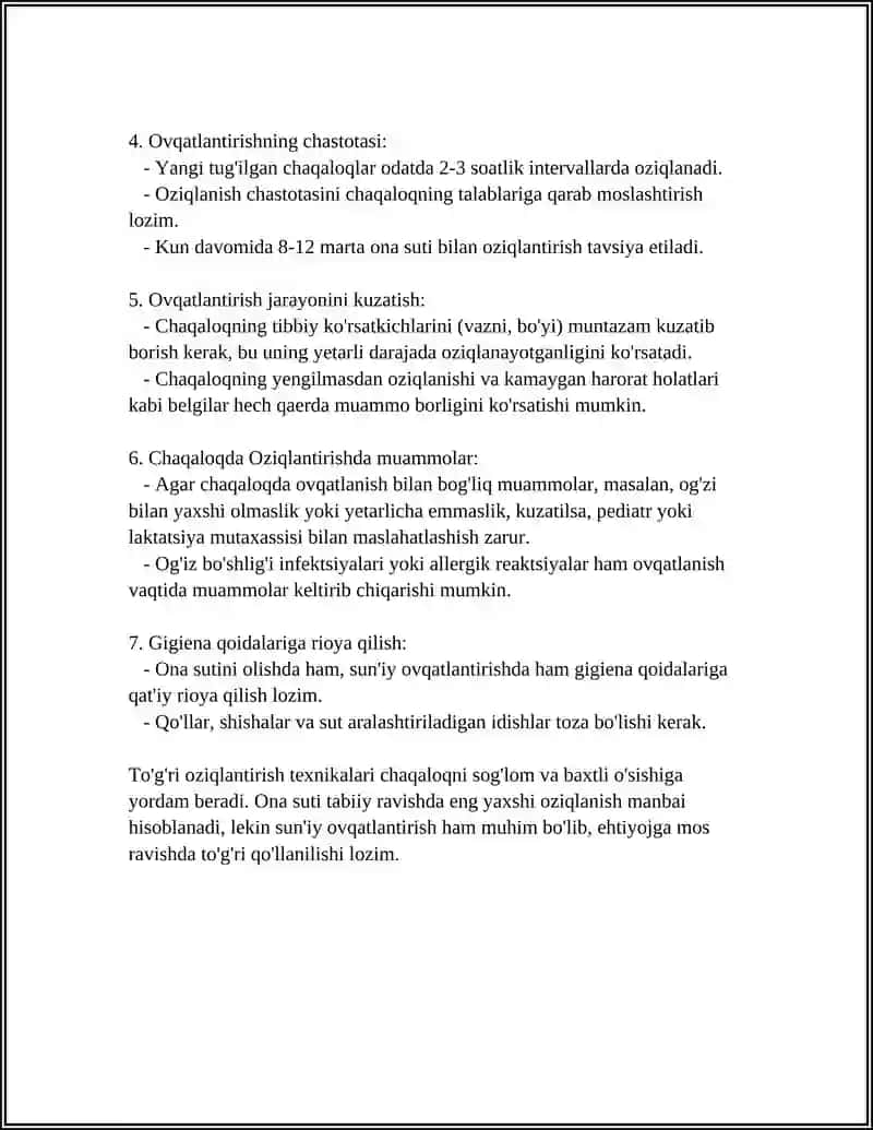 OTA-ONALAR UCHUN "UYDA YANGI TUG'ILGAN CHAQALOQNI PARVARISH QILISH" UCHUN ESLATMA 4