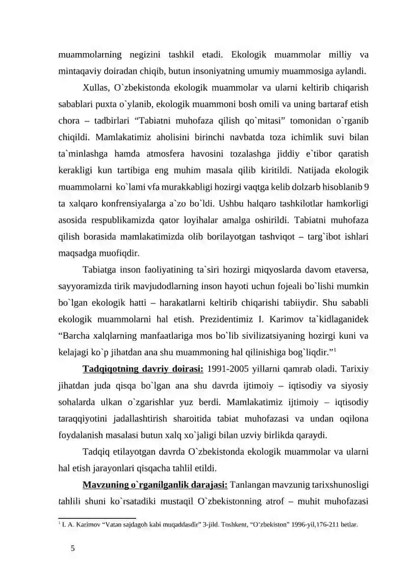 O`zbekistonda ekologik muammolar va ularning hal etilishi 4