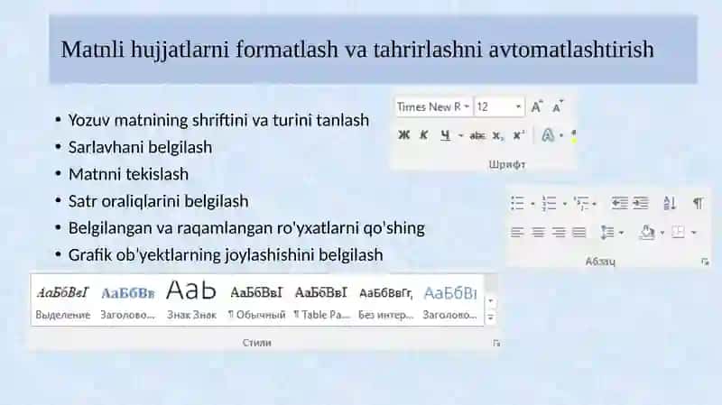 Matnli hujjatlarni formatlash va tahrirlashni avtomatlashtirish 4