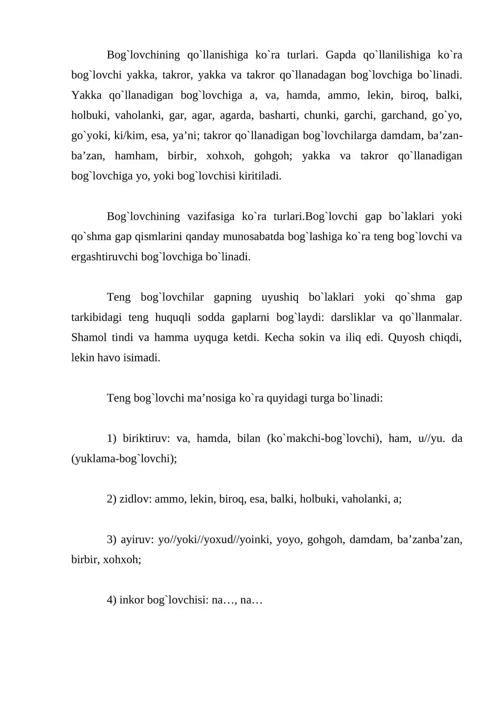 Bog’lovchilarning gramatik belgilari 4