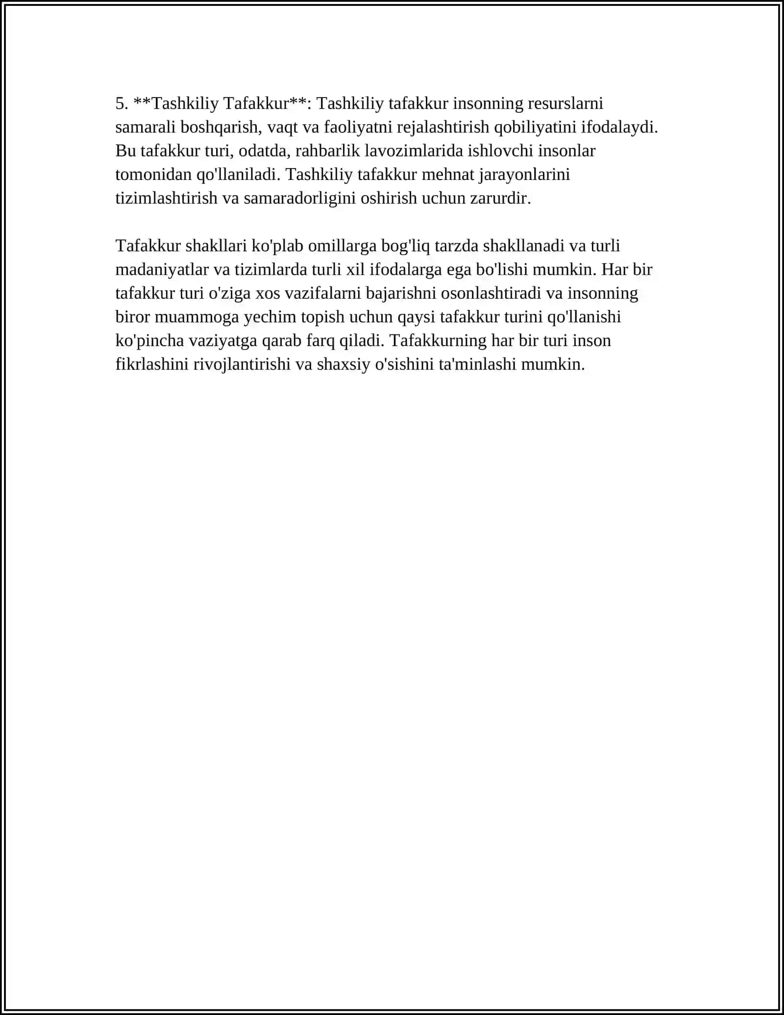 TAFAKKUR SHAKLLARI HUKUM VA HULOSA 4