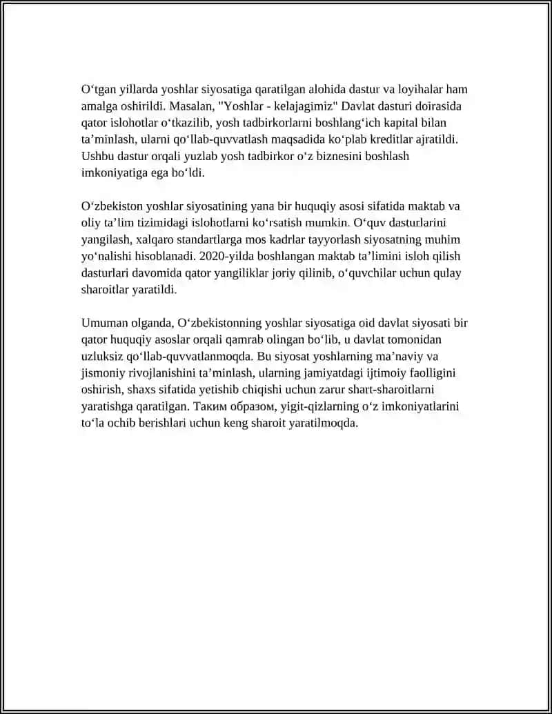 O‘ZBEKISTONNING YOSHLARGA OID DAVLAT SIYOSATI 4