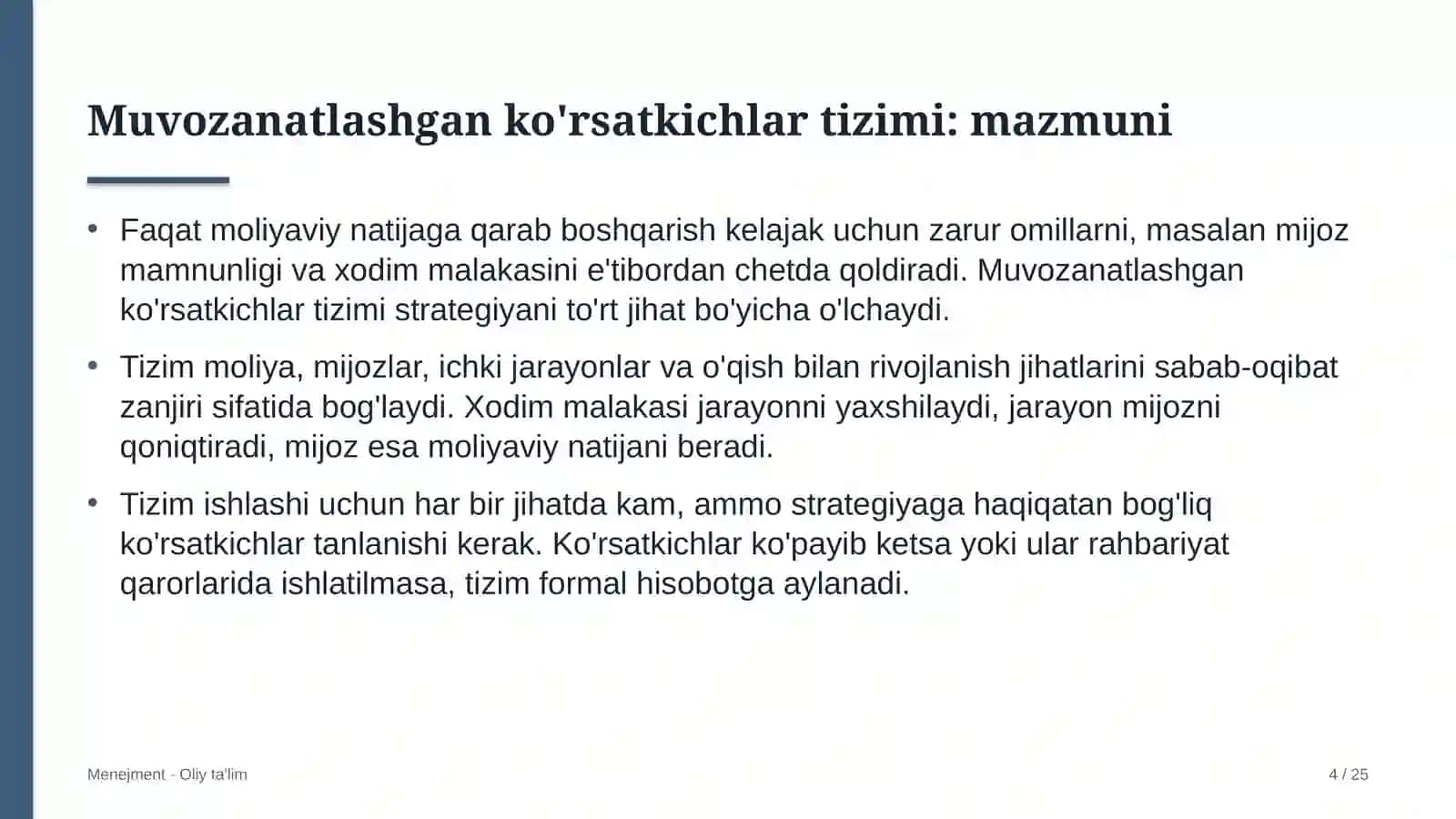Konsert tashkilotlarida muvozanatlashgan ko'rsatkichlar tizimi 4