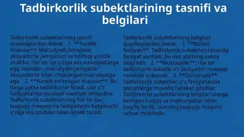 Tadbirkorlik subektlarining huquqiy maqami 4