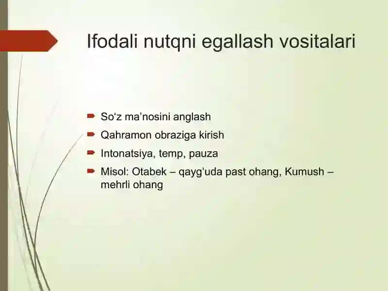 Ifodali o'qish praktikumi fani uchun ma'ruza 4