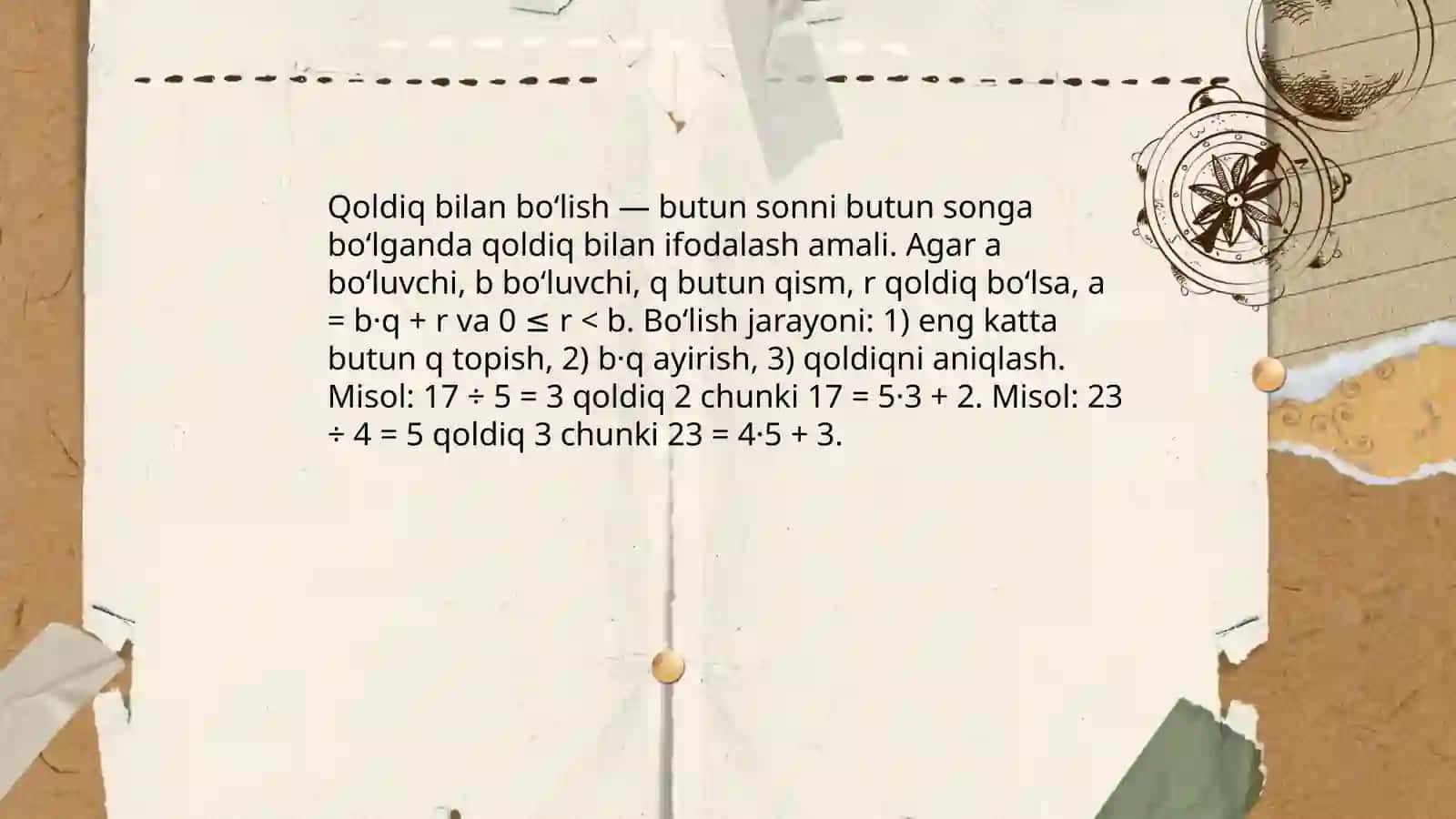 Boʻlish, ulush va qismlar, kasrlar 4
