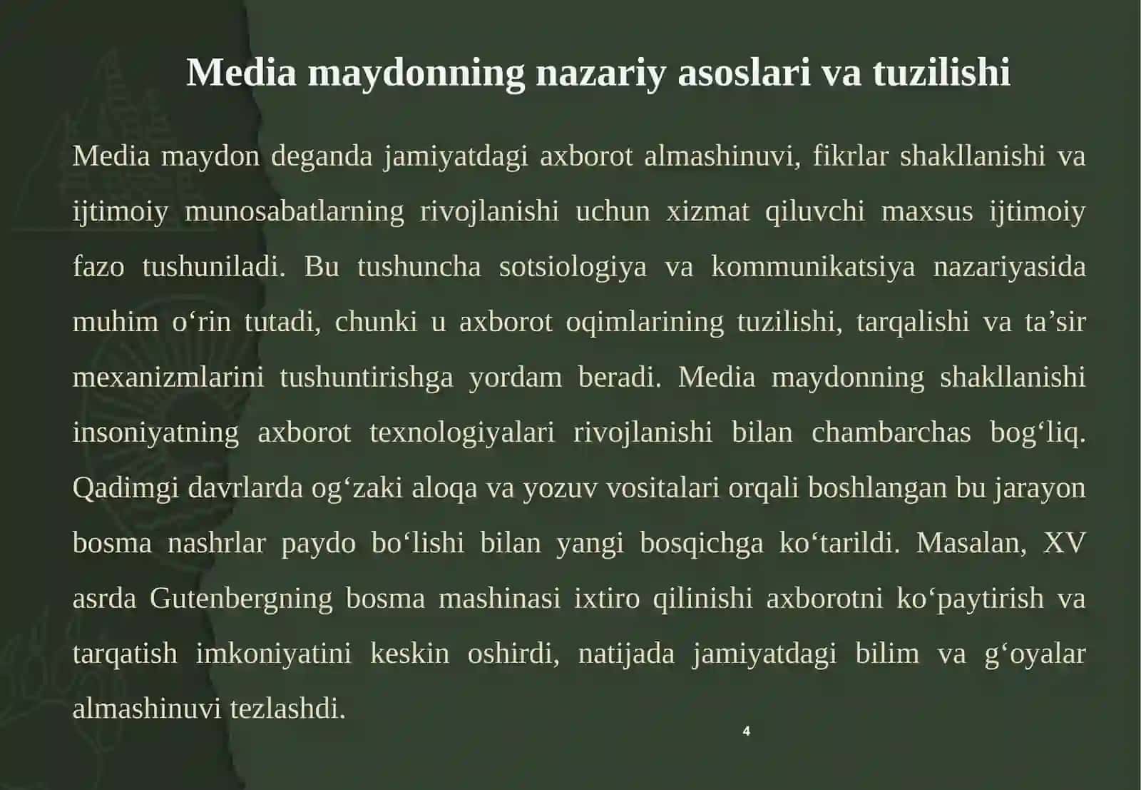 Media maydon tuzilishi va tasiri 4