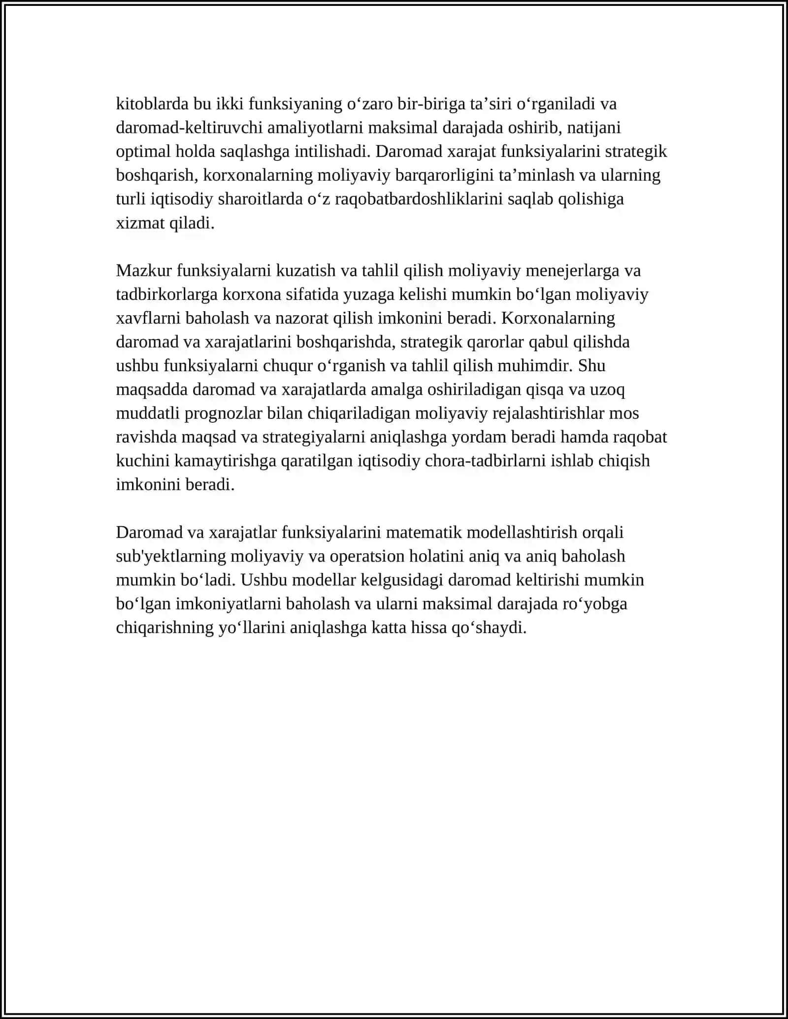 DAROMAD VA XARAJAT FUNKSIYASI 4