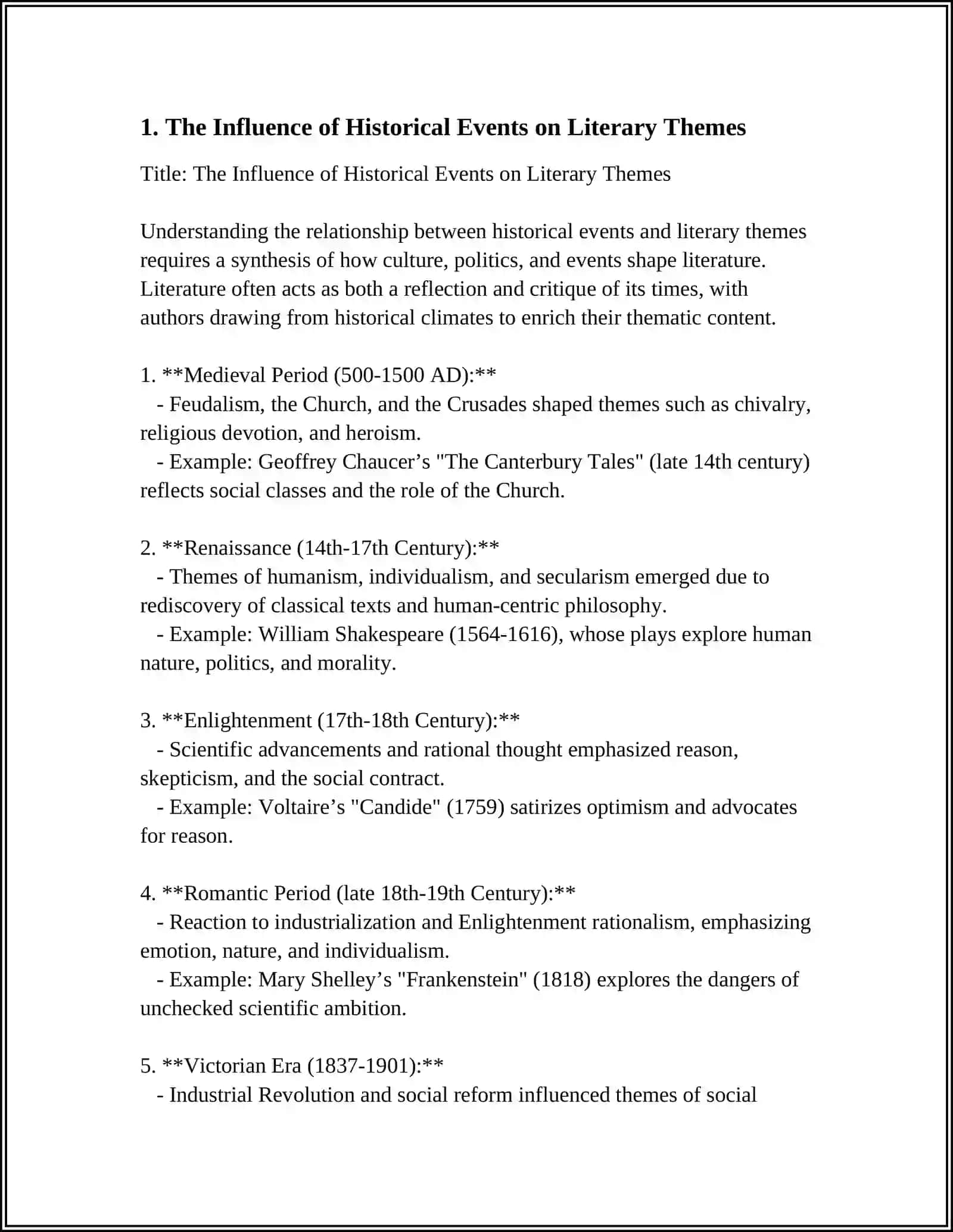 The Influence of Historical Events on Literary Themes 4