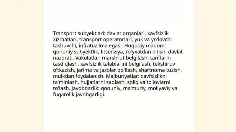Transport huquqi qonunlari va uning tatbiqlari 4