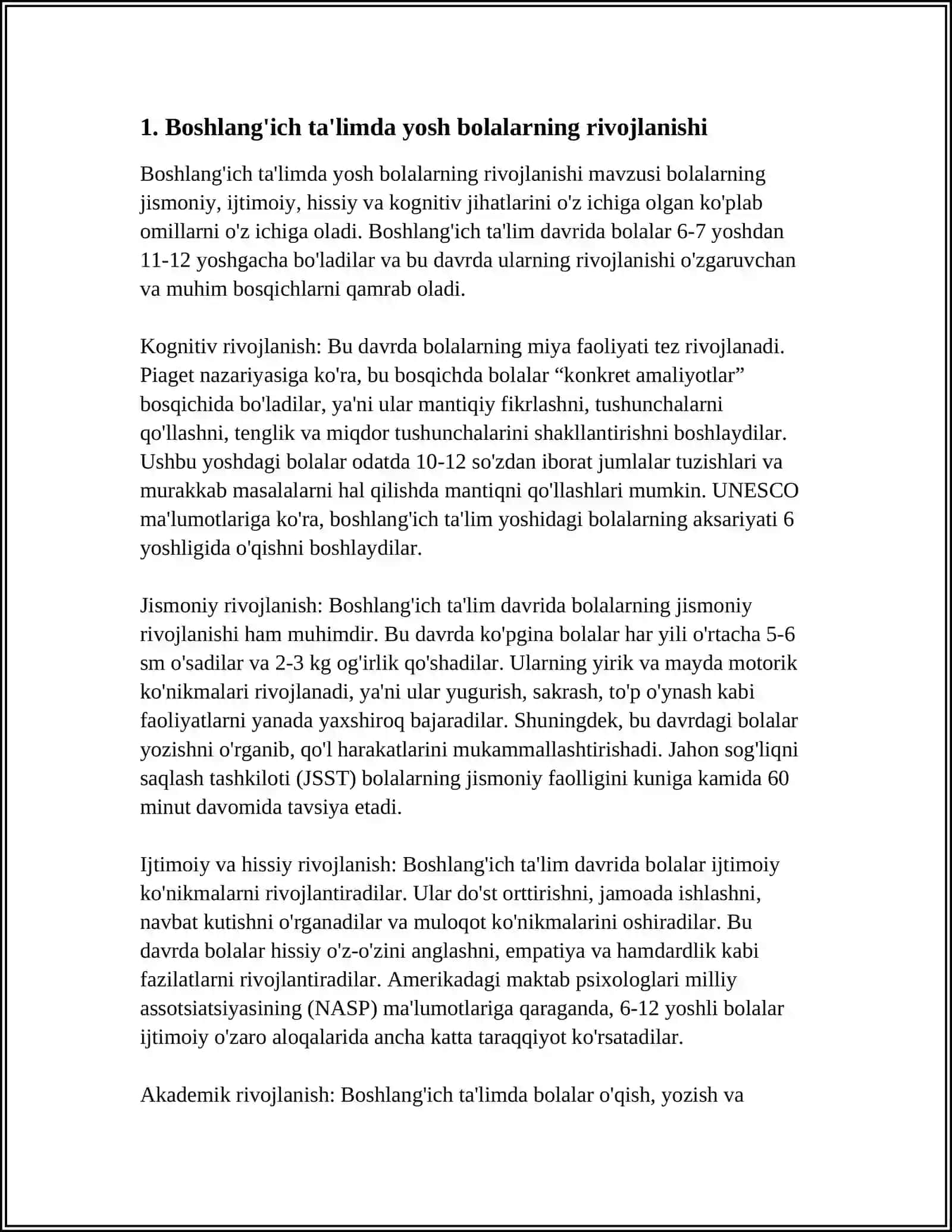 URGANCH DAVLAT PEDAGOGIKA INSTITUTI BOSHLANGʻICH TAʼLIM FAKULTETI 1-KURS TALABASI MAJIDOVA MAFTUNA MANSURBEK QIZI 4