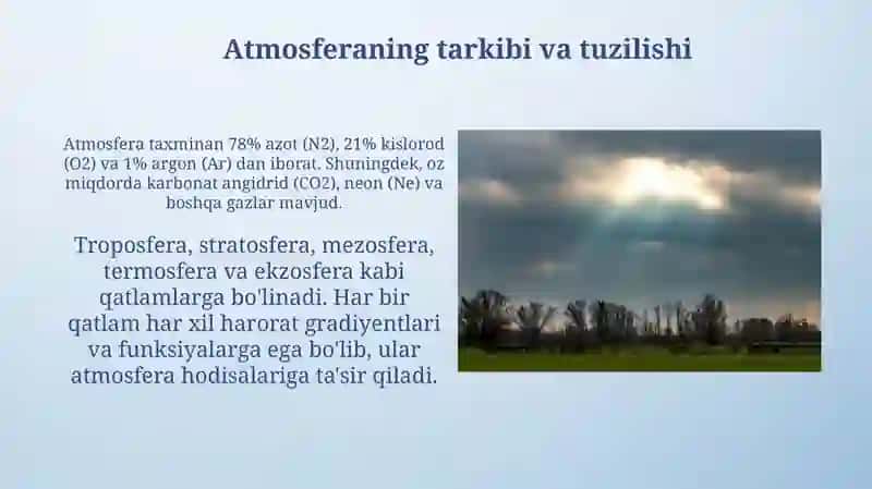 Ob havo va iqlim.Iqlim mintaqalari 4