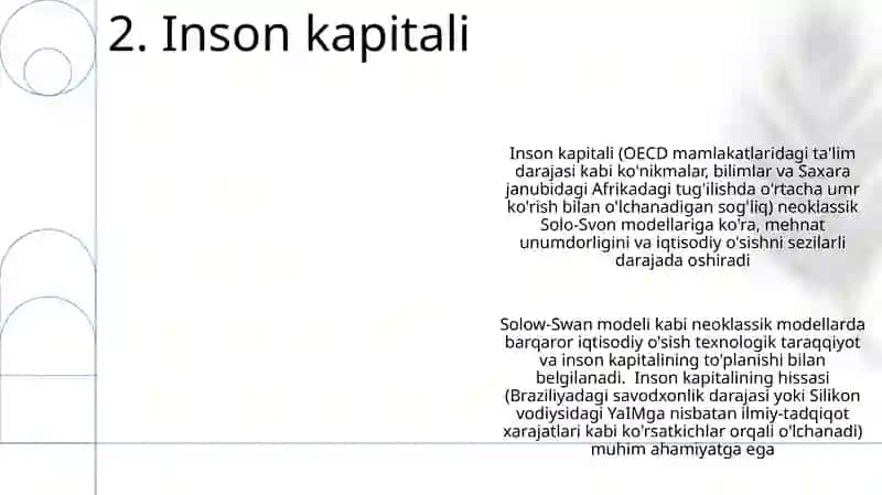Iqtisodiy o'sishning neoklassik modellar 4