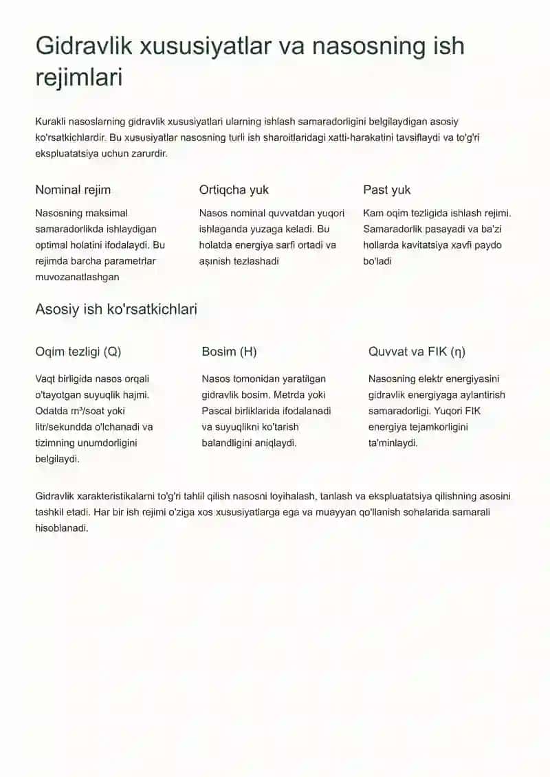 Kurakli Nasoslarning Ekspluatatsion Hisobi 4