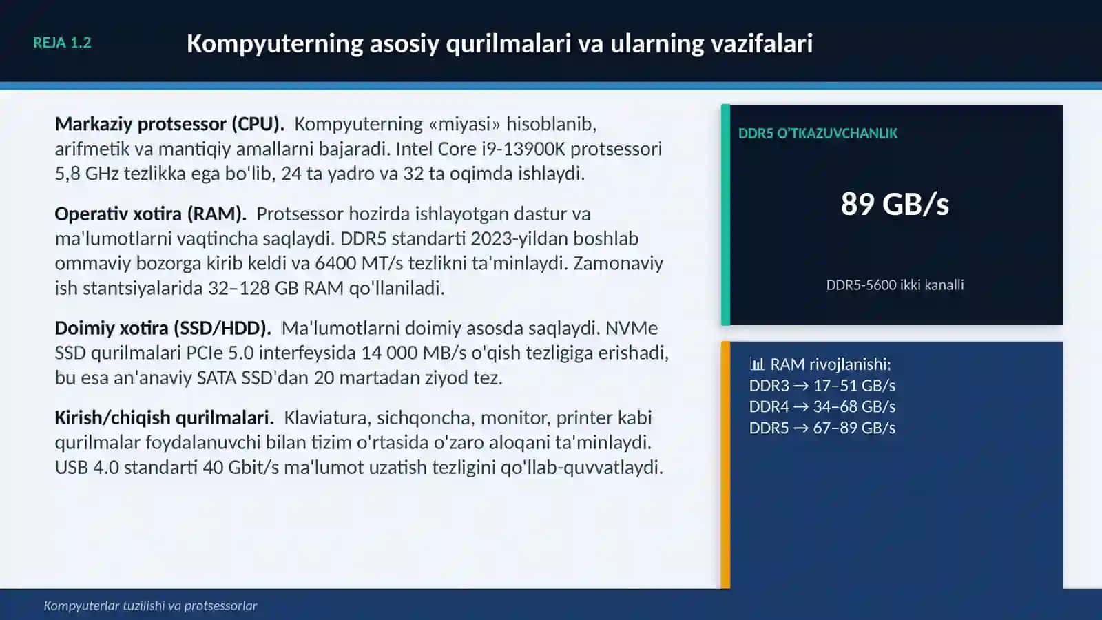 KOMPYUTERLAR TUZILISHI va PROTSESSORLAR 4