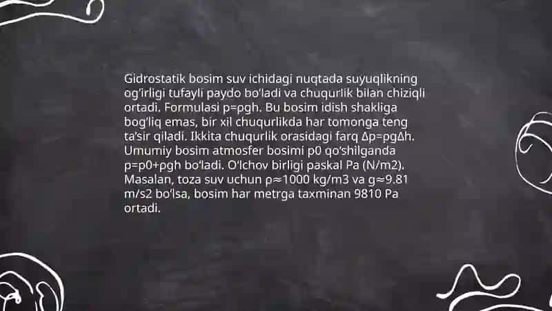 Suyuqlik va gazlar Bosim 4