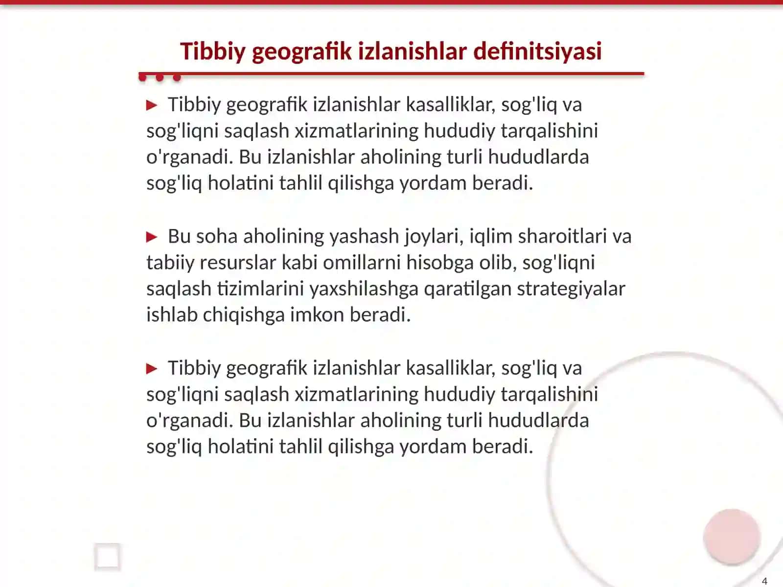 Tibbiy geografik izlanishlar 4